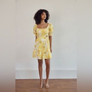 SABO Skirt, Mariz Shirred Dress, NWT, Size XL, Yellow and White Floral